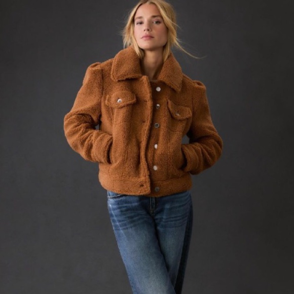 Anthropologie Avec Les Filles Sherpa jacket Trucker Jacket Size M New with Tags